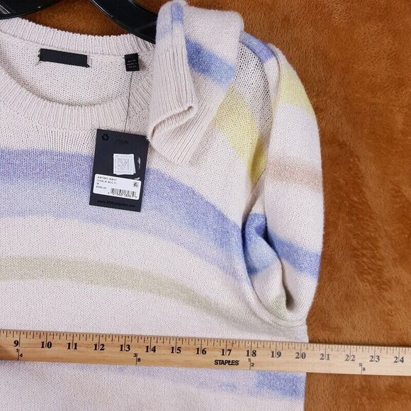 ATM Sweater Mens Medium Cream Painted Stripe Pullover Cotton Blend Knit $395 - Picture 7 of 9